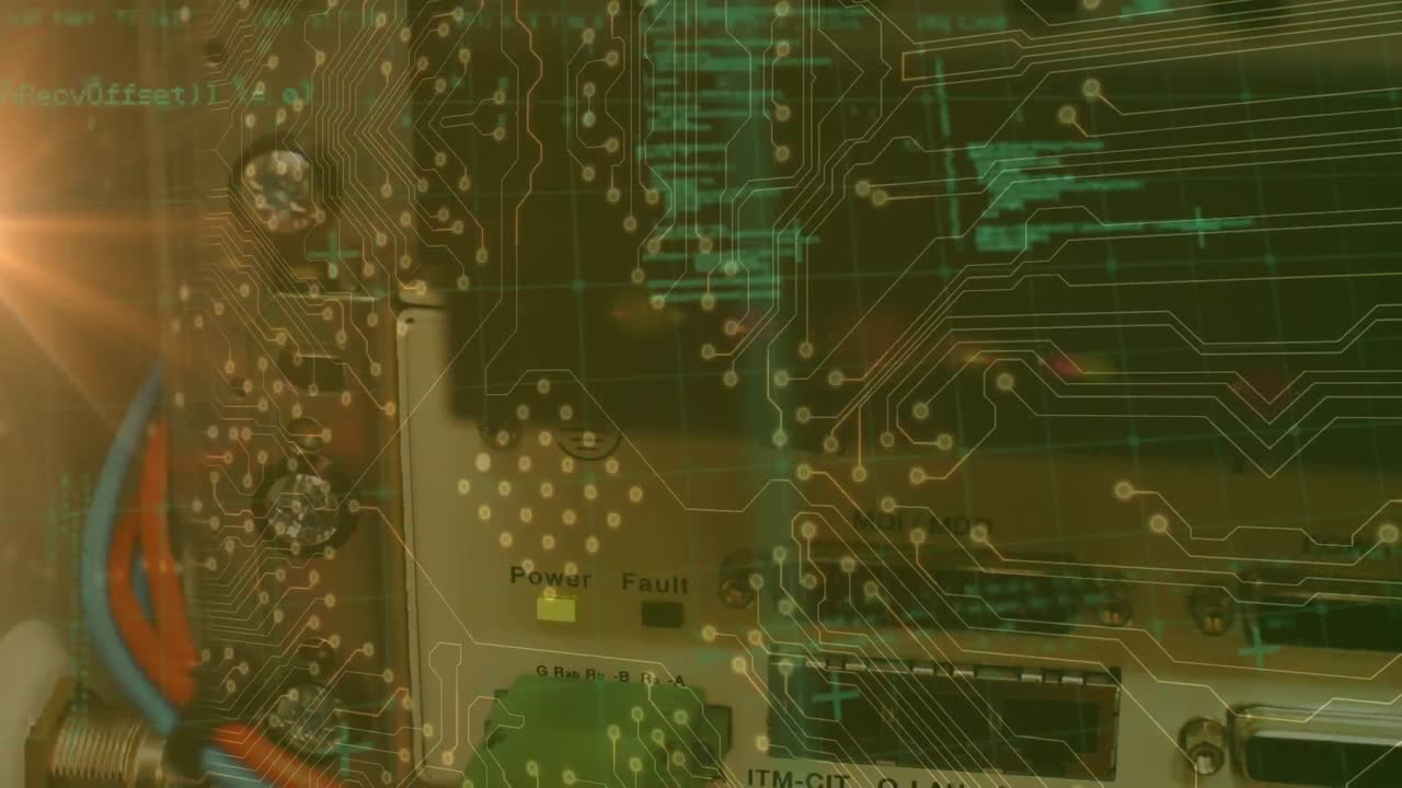 animación del procesamiento de datos en la sala de servidores