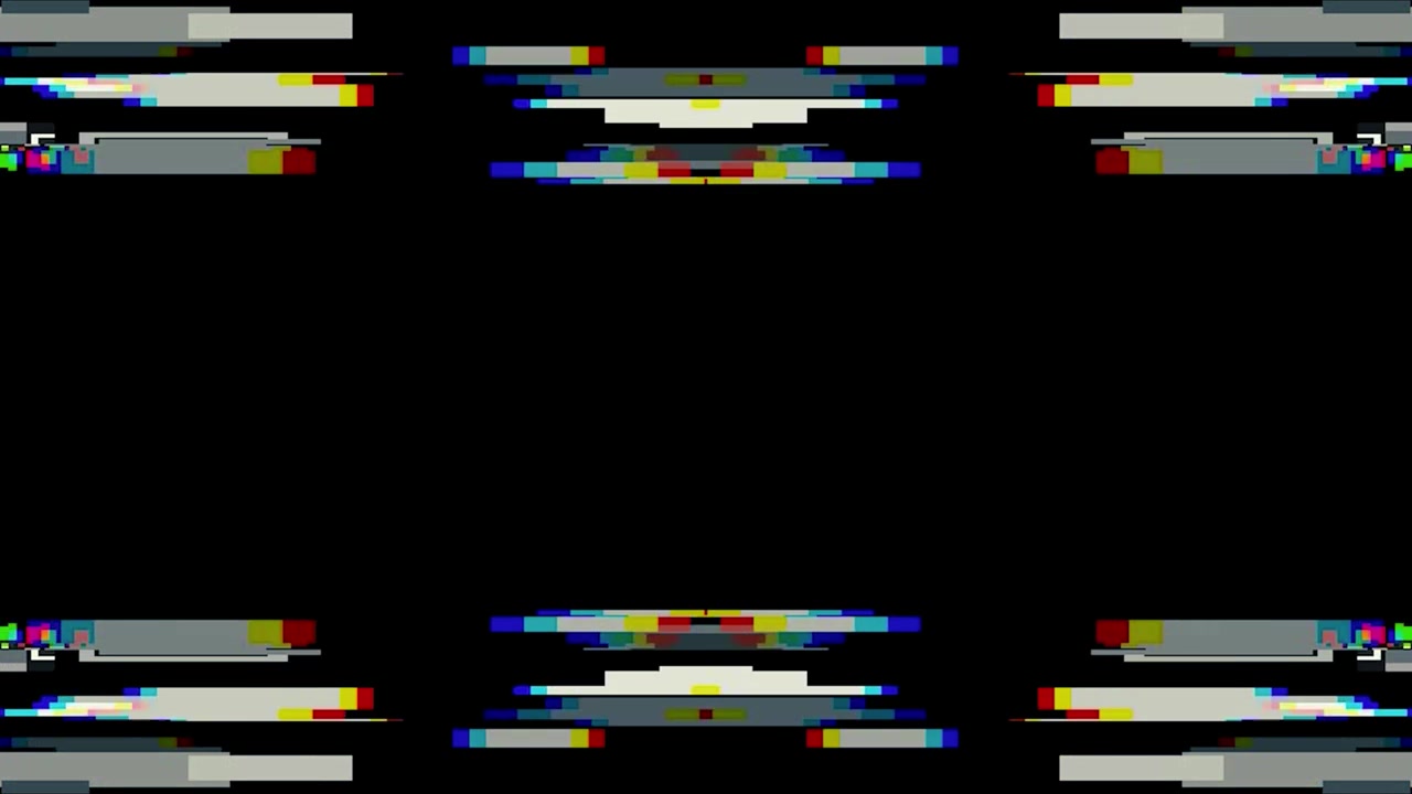Effetto Glitch Digitale con Barre Geometriche Astratte su Sfondo Nero.