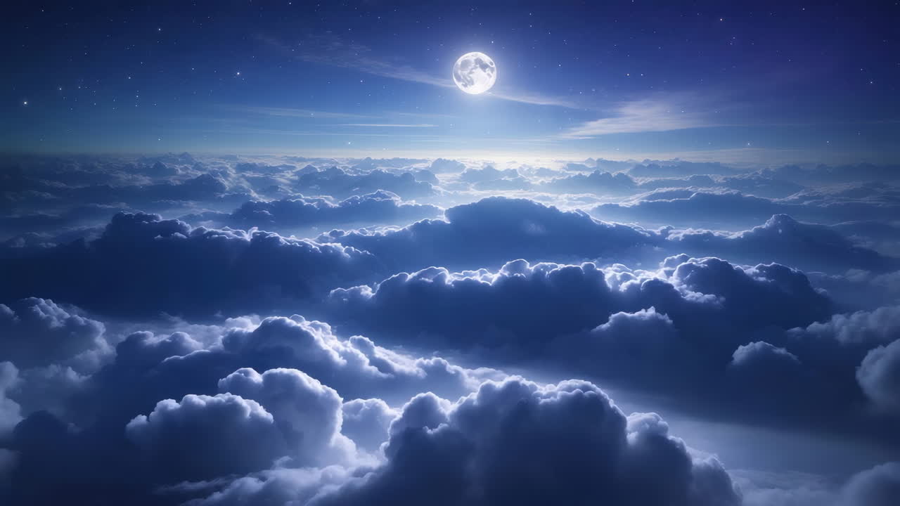 Moonlit Sky Above Clouds at Night