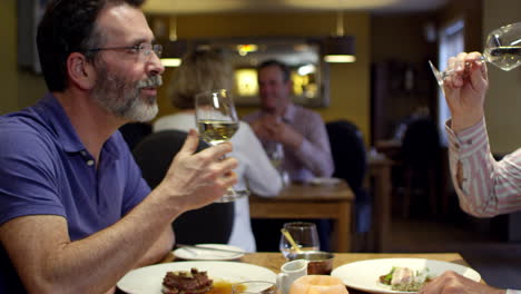 gay couple eating meal in boutique hotel shot on r3d