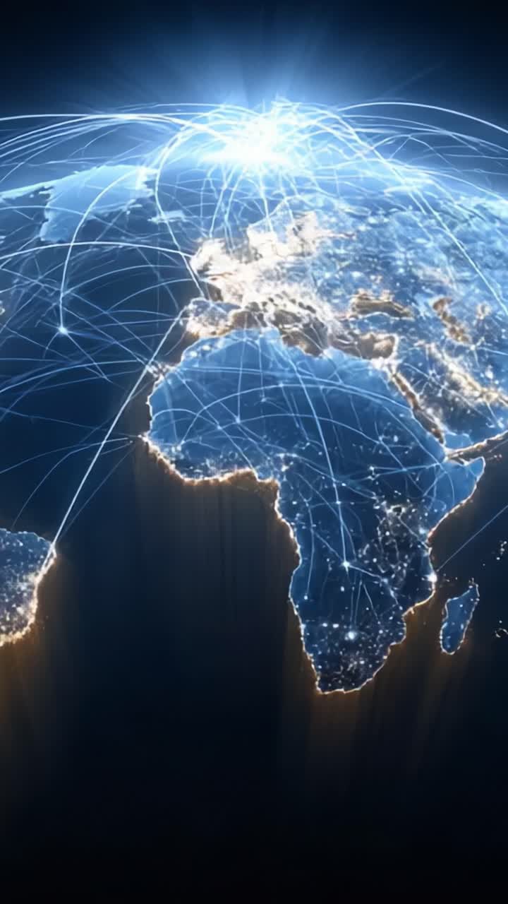 A Stunning Visualization of Global Connectivity: Exploring the Interconnected World Through Luminous Data Connections Over Earth