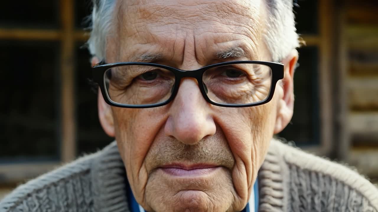 retrato de un anciano con gafas