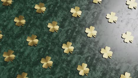 golden four-leaf clover on green background good luck 3d rendering animation endless loop sales lucky shot concept