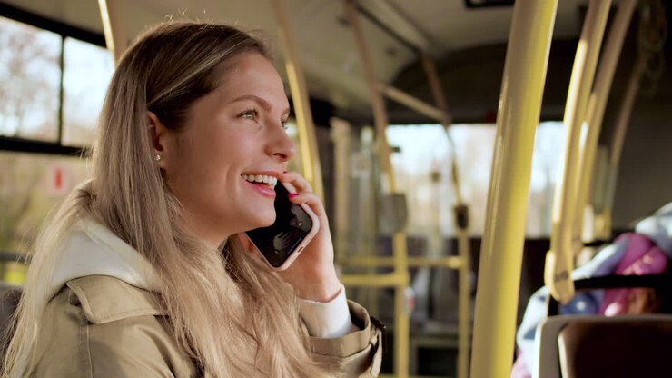 Young woman in the bus