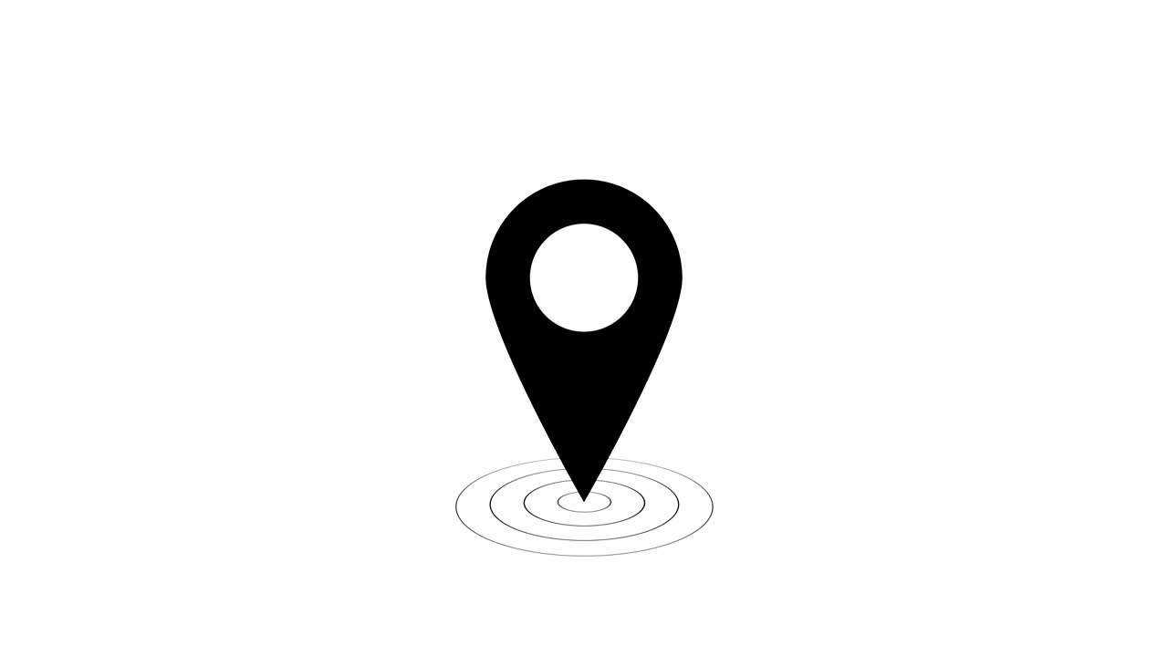Map marker on white background. Pointer symbol, pin line. Location sign. Navigation map, GPS, direction, place, compass concept. 4K video resolution