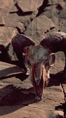 ram skull on rocks