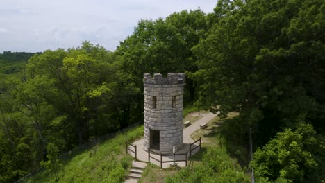 drone flies around julien dubuque monument