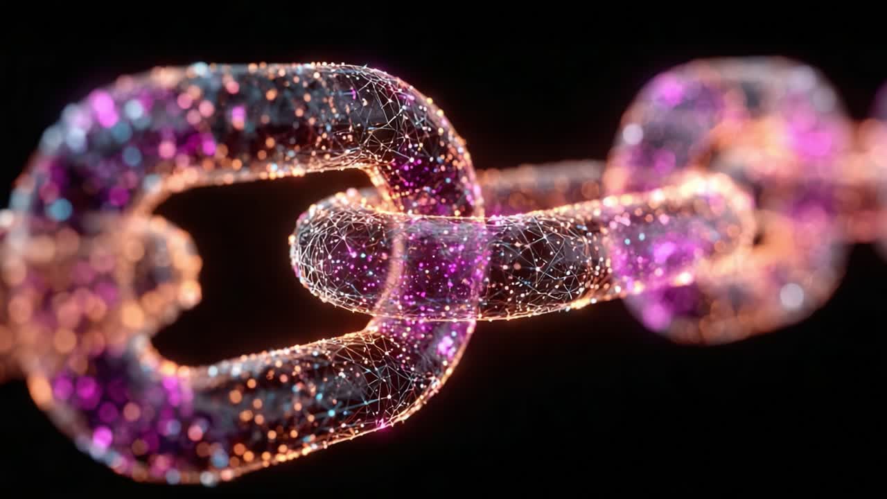 A Stunning Visualization of a Digital Chain Representing Connections and Interconnectivity in Technology, Showcasing the Beauty of Modern Network Systems