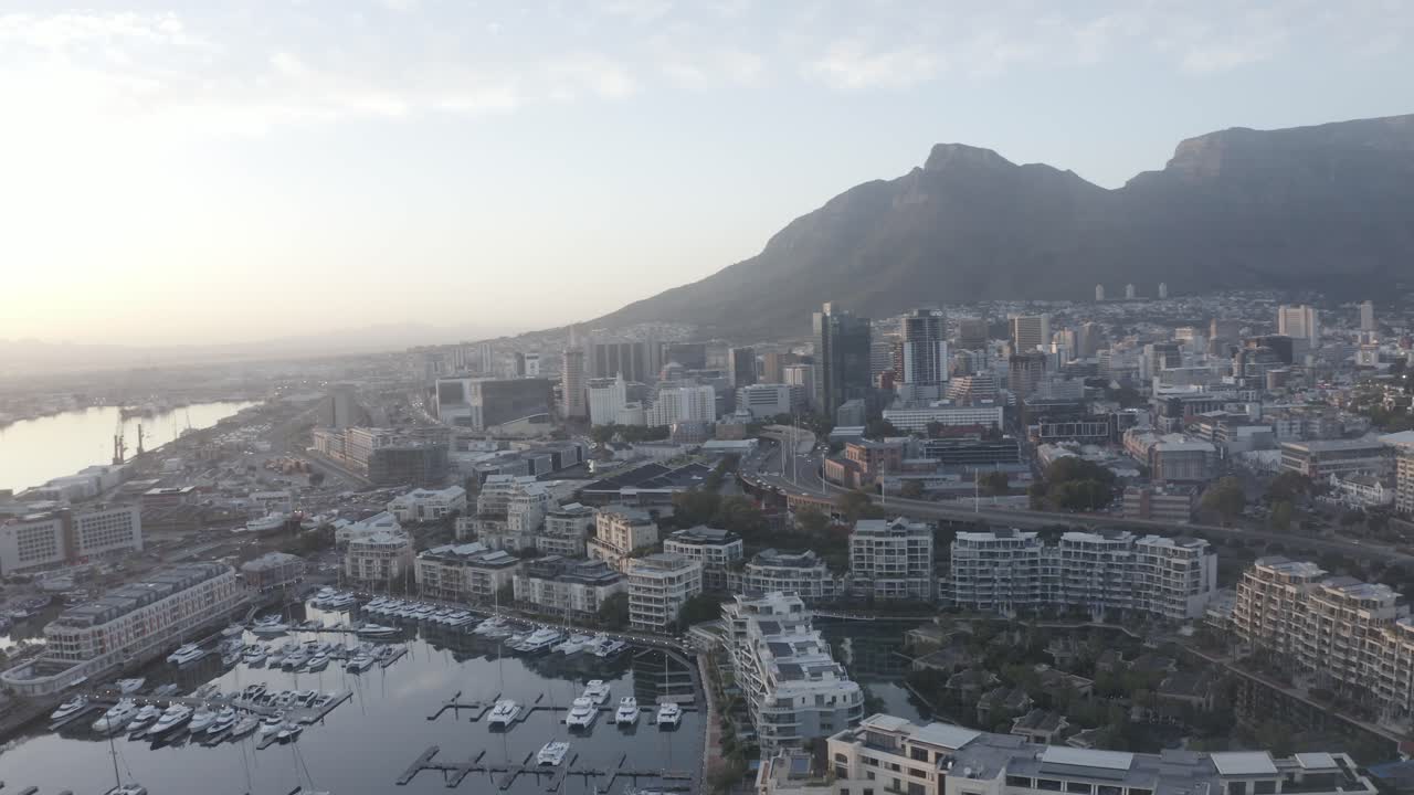 Aerial shot of Cape Town City centre from the Waterfront