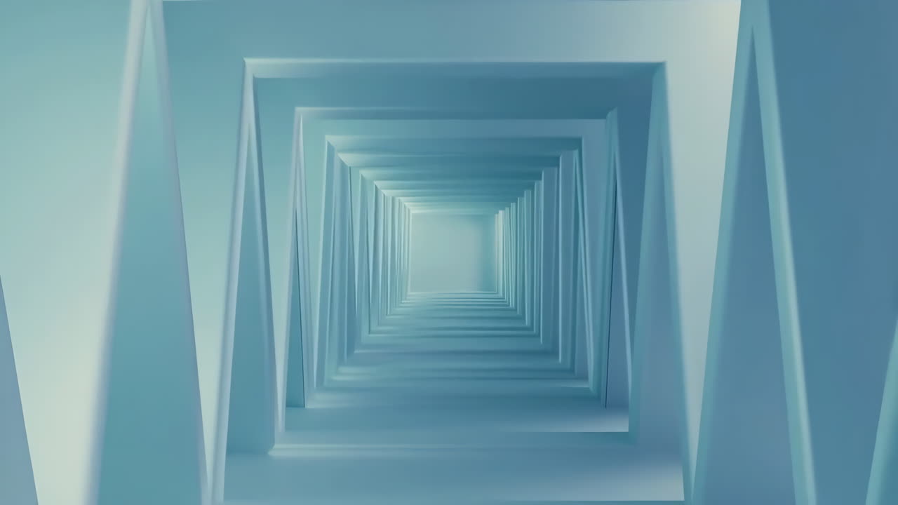 Abstract Light Blue Geometric Tunnel Perspective