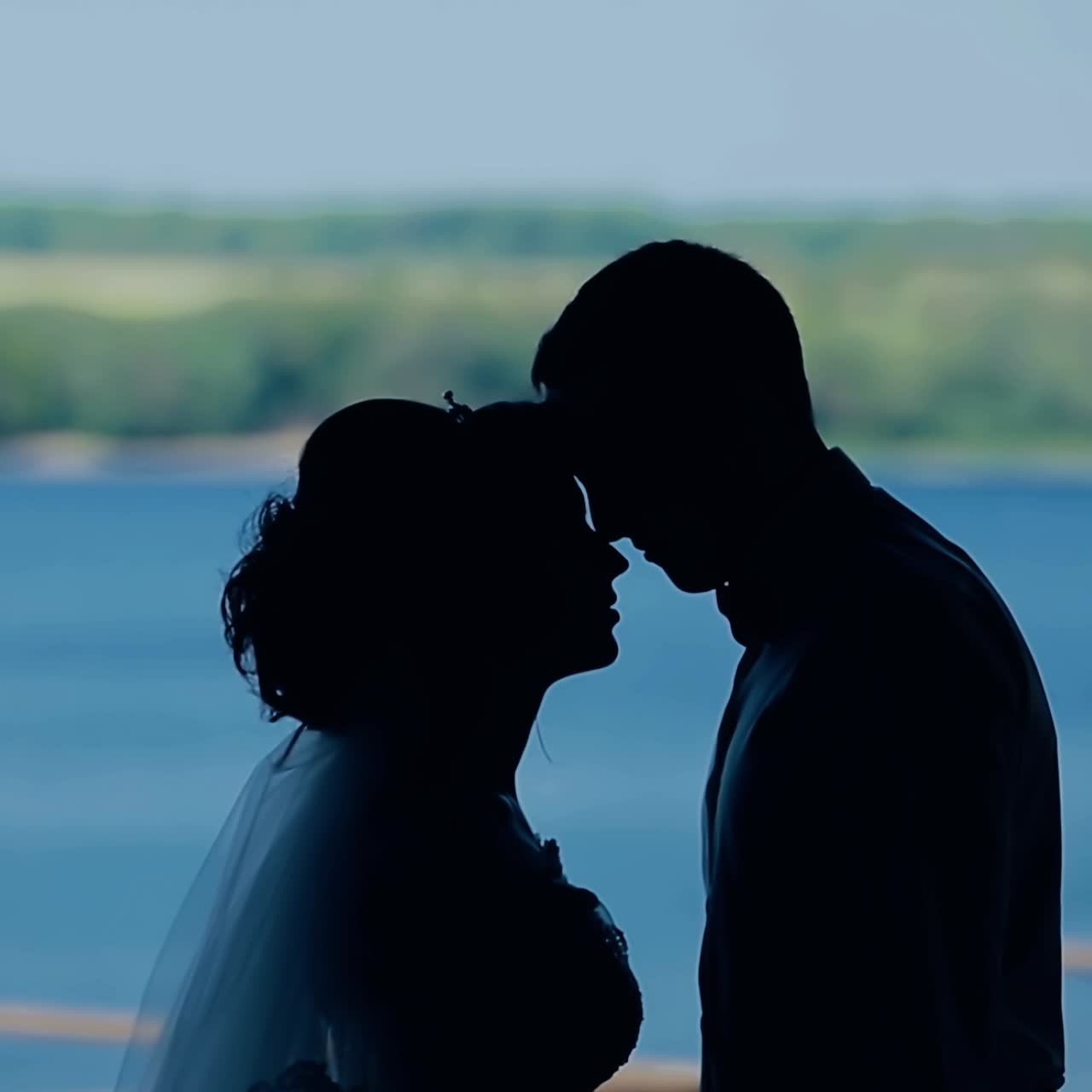 Silhouette of young couple