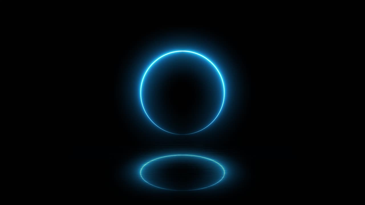 Glowing Blue Geometric Shapes with Reflections