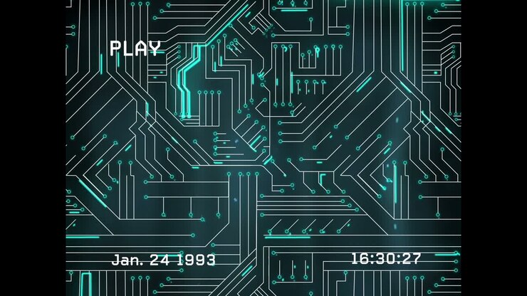 Animation of computer winter van and lines hexagons scope scanning