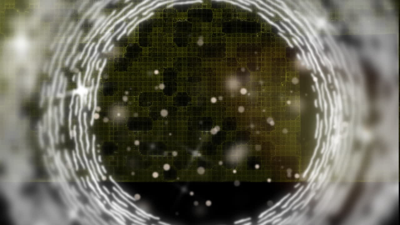 animación de círculos blancos sobre puntos de luz sobre fondo negro