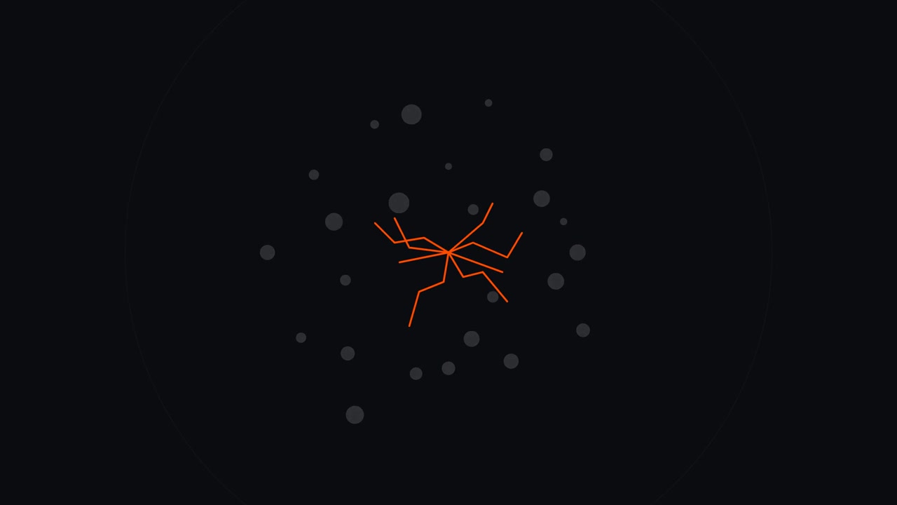 Abstract Motion Graphic of Expanding Orange Lines and Floating Circles