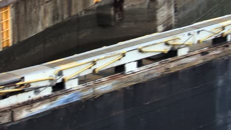 Close-up-of-the-Hydraulic-Gates-of-the-chamber-slowly-opening-at-Gatun-Locks,-Panama-Canal