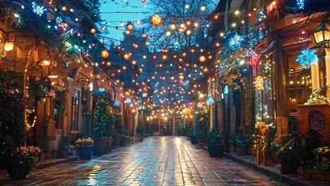 festive christmas street at night