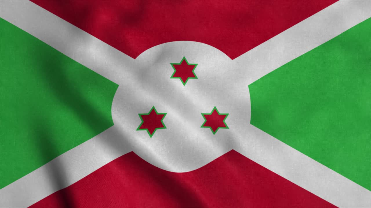 부룬디의 국기가 바람에 날아다니며 무 없는 루프로 흔들리고 있다.