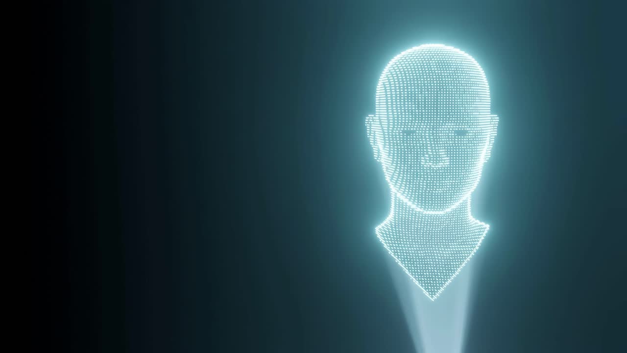 imagem holográfica da cabeça girando 360 graus