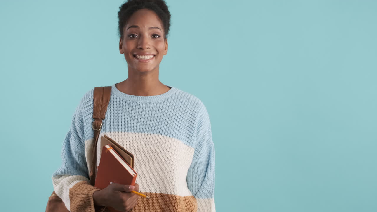 Young woman entering ready to learn