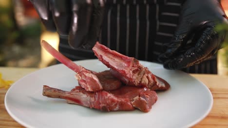 preparing raw lamb ribs