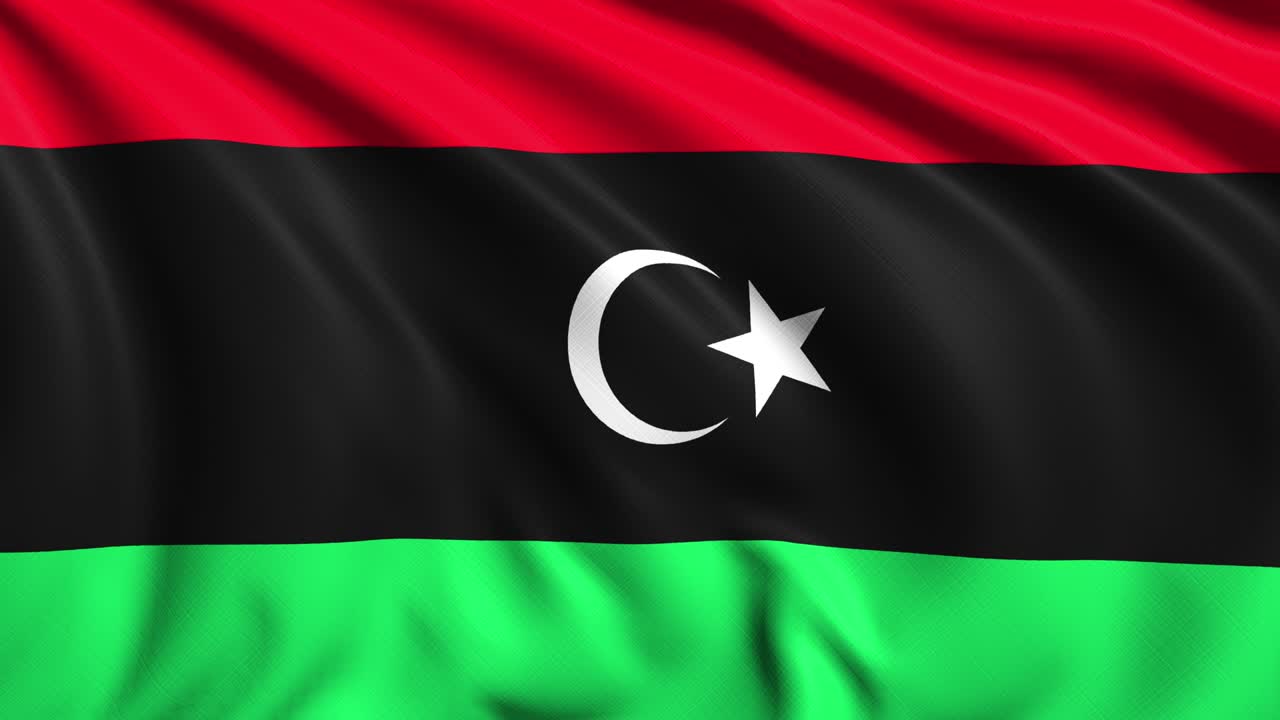 flag of Libya with fabric structure in the wind (loopable)