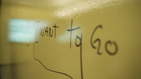 Macro-shot-of-writings-on-a-yellow-board