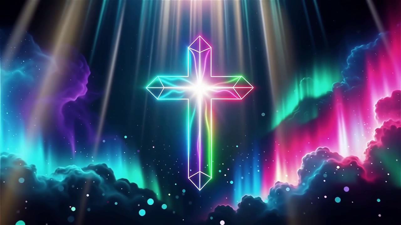 Christelijk Kruis Hemels Licht Aanbiddingsachtergrond.