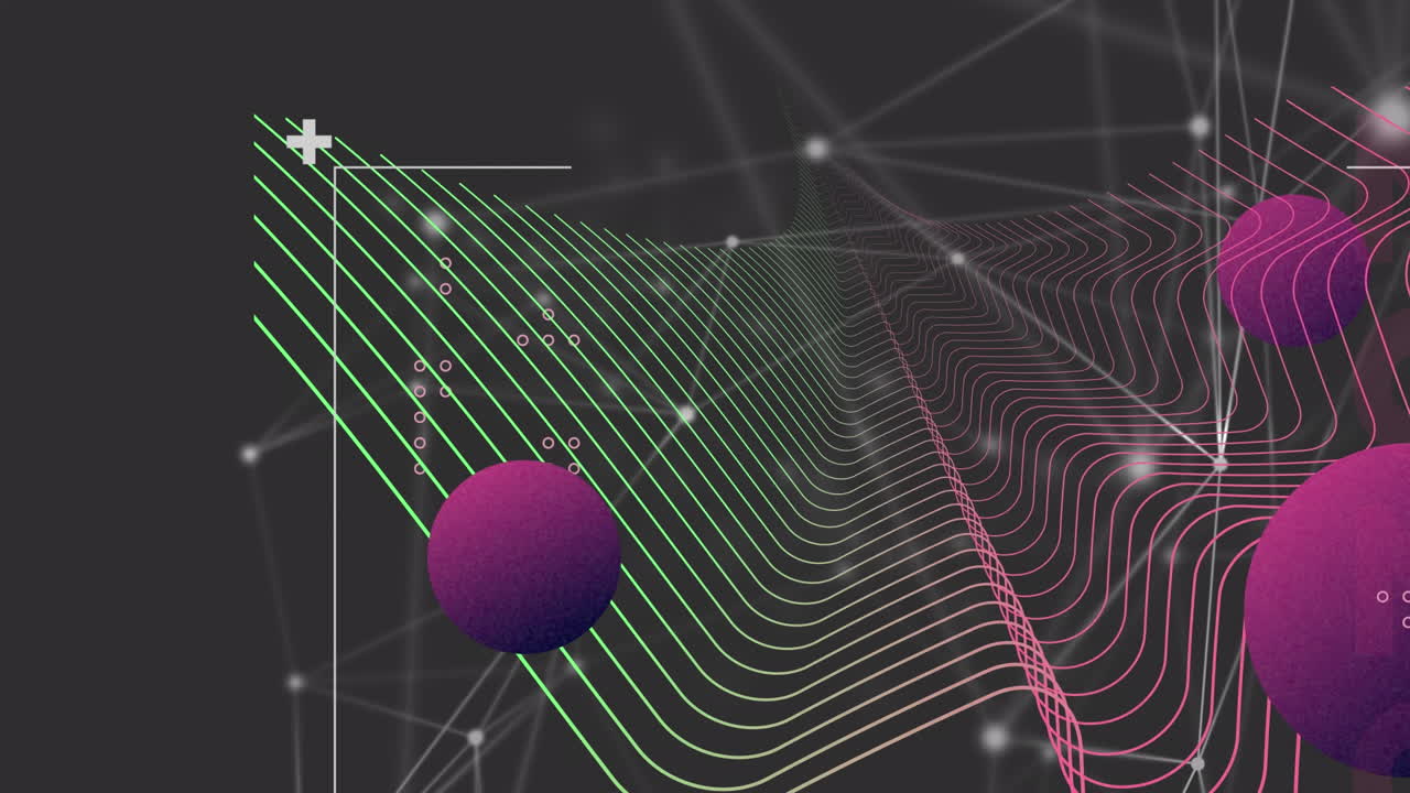 animación de formas a través de una red de conexiones sobre fondo negro