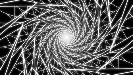 abstract geometric pointed forms black and white spiral tunnel looped animation background