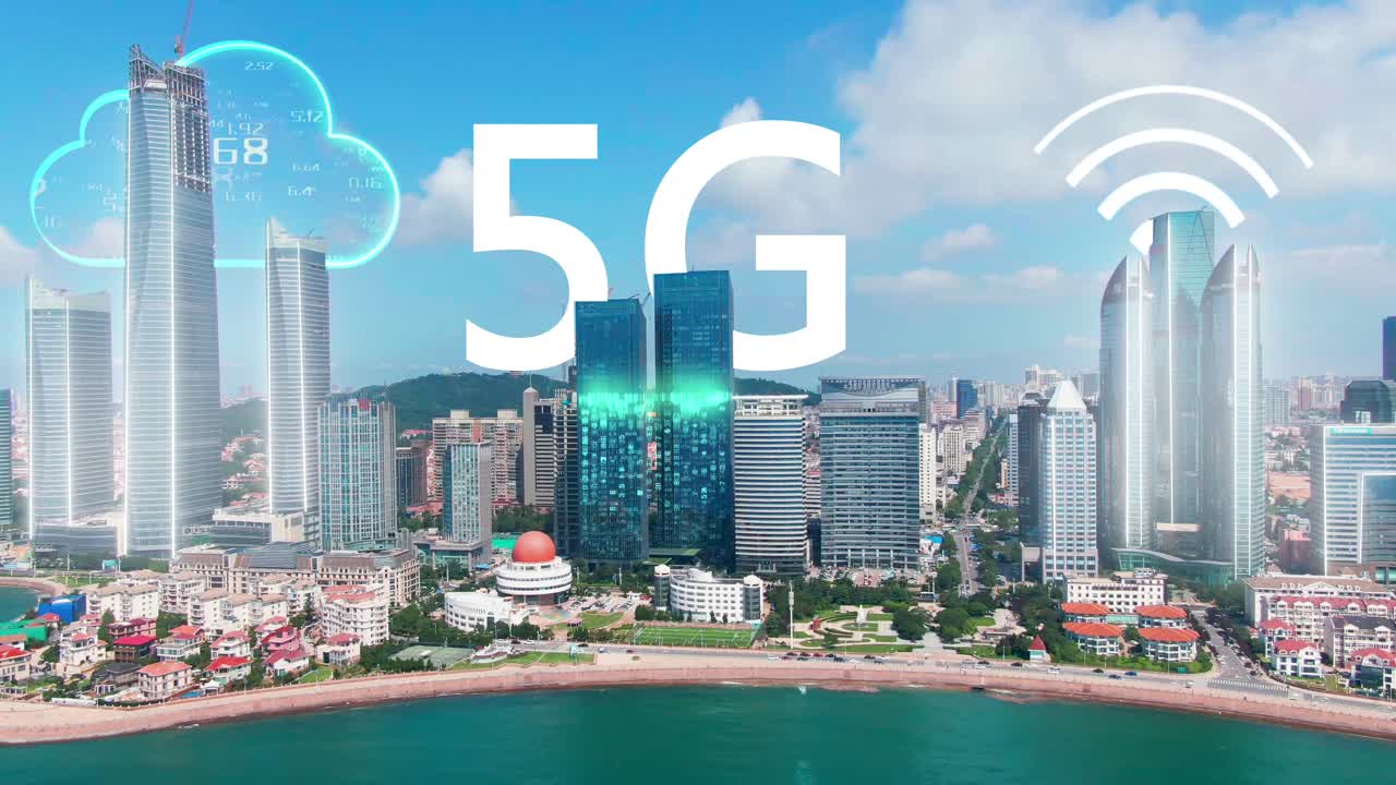 LOT,5G，Aerial view of urban  buildings,smart city,Future city ,technopolis,Intelligent transportation