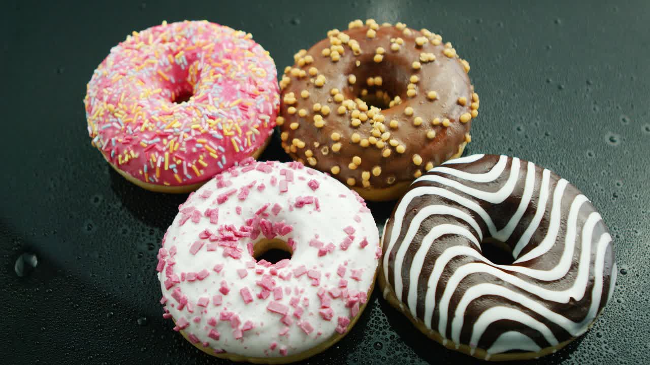 deliciosos donuts glaseados en vidrio