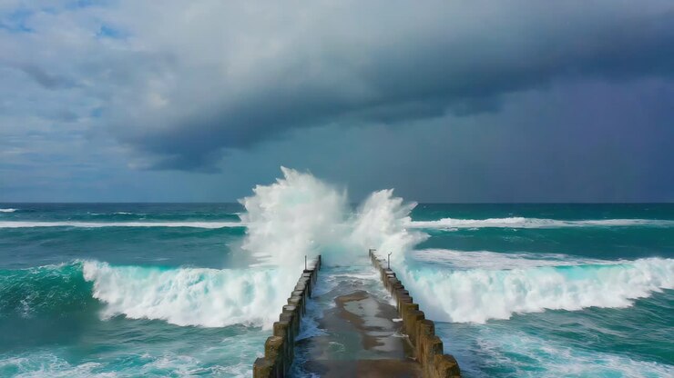 Jetée pendant une tempête