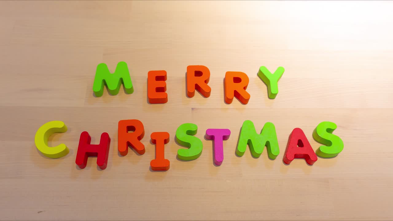 feliz navidad texto stop motion animación, palabras saltando para el concepto de vacaciones