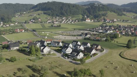 aerial view of a neighborhood in suburban slovenj gradec