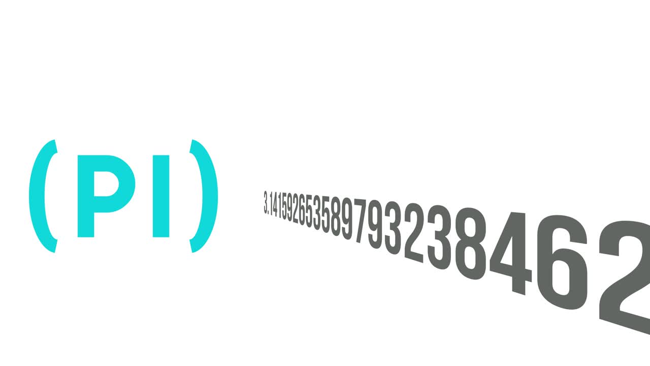 The number Pi animation. Numbers moves through the screen
