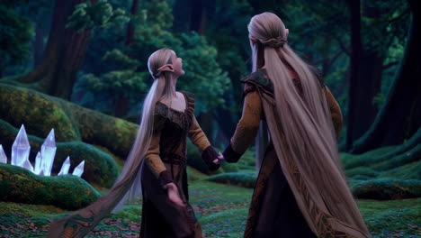 elves in a magical forest