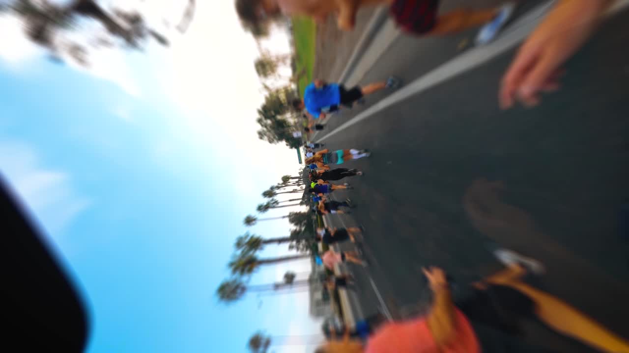 Runners running a marathon race in San Diego hyper lapse