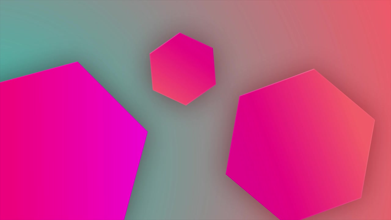 Dynamic Hexagon Shapes Growing on a Vibrant Gradient Background