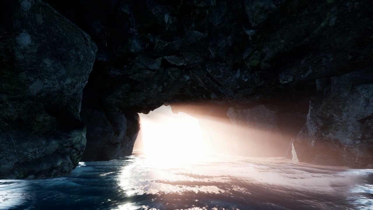 내부에서 4k 절벽 동굴 입구