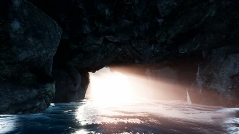 4k cliff cave entrance from inside