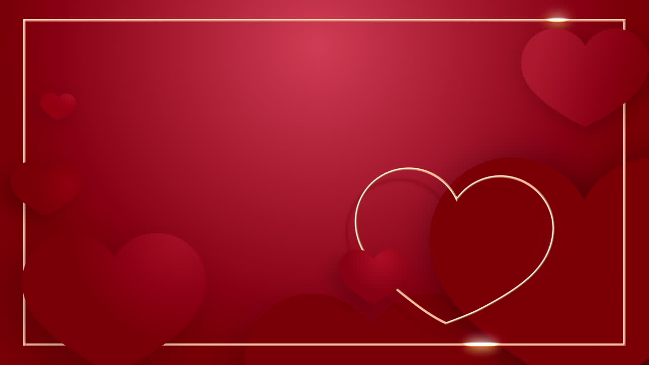 Love posters or banner with red and paper cut heart. Blank empty space for text. Holiday banners and greeting cards. Loop Animated background.