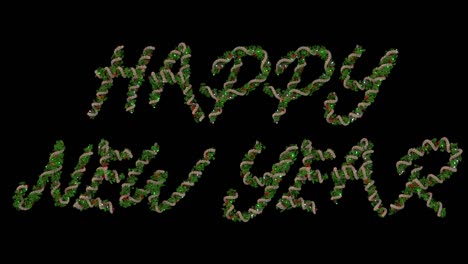 animación de la corona de navidad letras tipográficas que forman la palabra feliz año nuevo