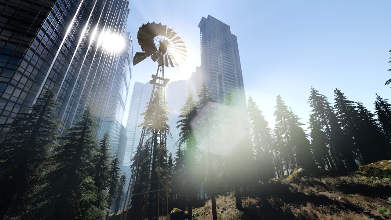 전형적인 오래된 풍차 터빈