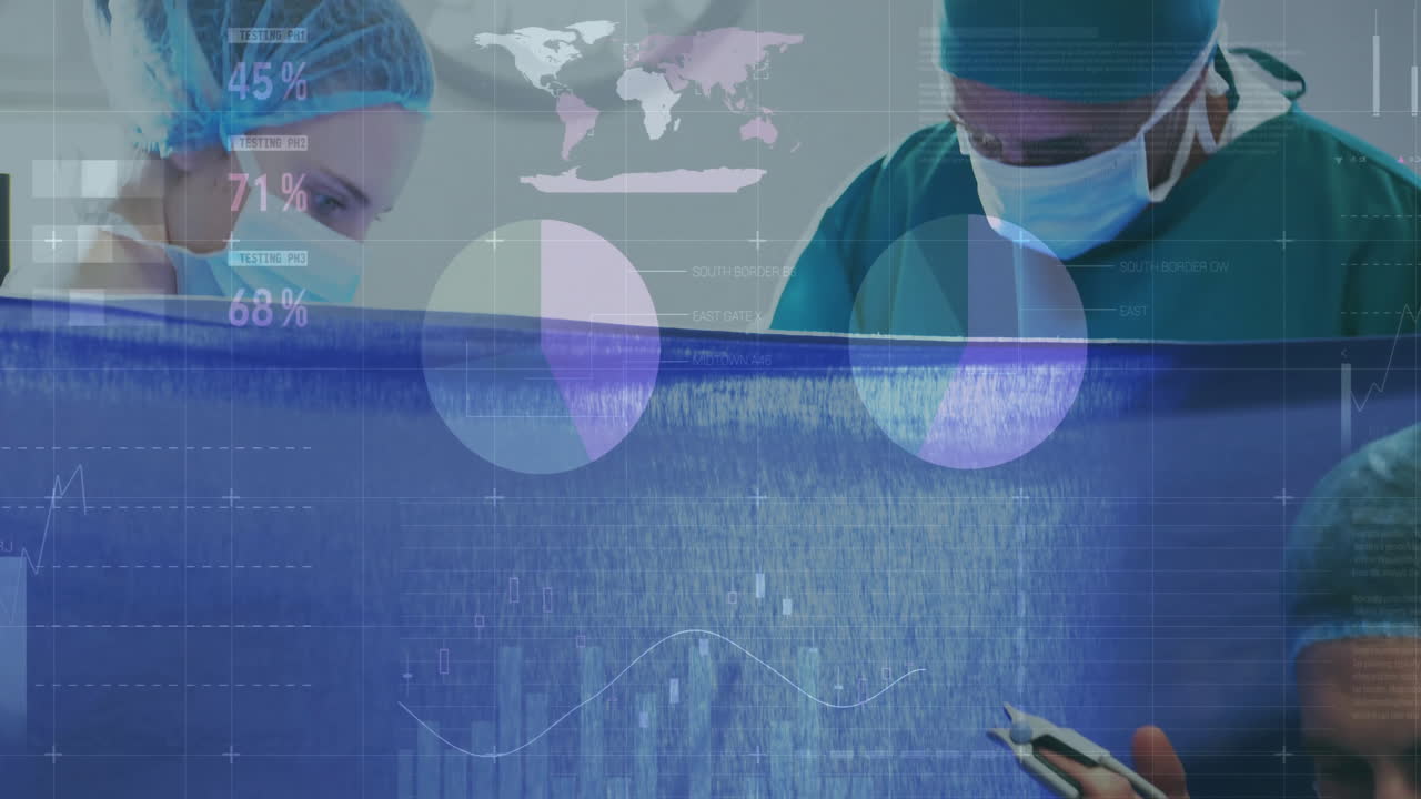 다양한 외과 의사들에 대한 데이터 처리의 애니메이션