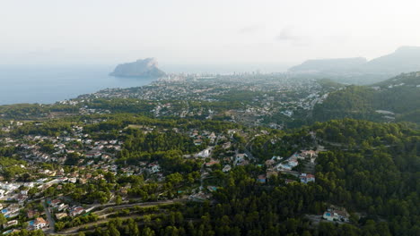 coastal city panorama with mountains and mediterranean landscape