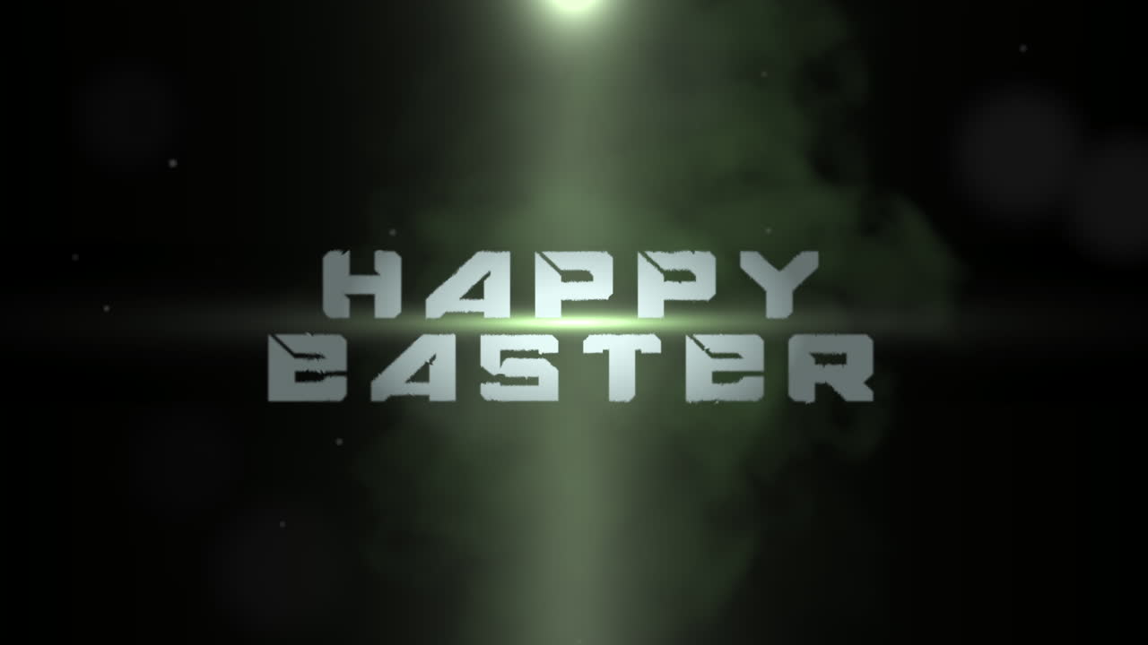 letras verdes brillantes iluminan el fondo oscuro, deletreando feliz pascua