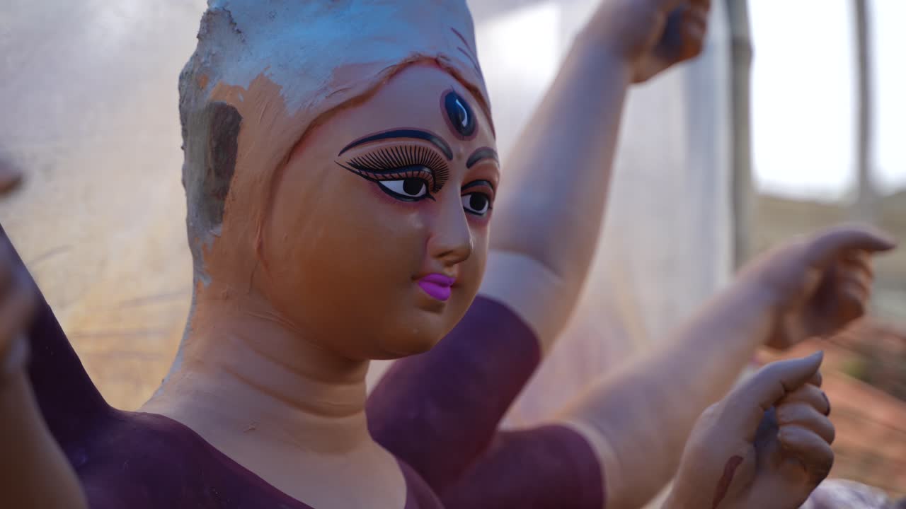 In Kumortuli, idol artists are making idols of Durga, the revered deity of Hinduism. The work of making these idols starts from June and these potters make many idols till November.