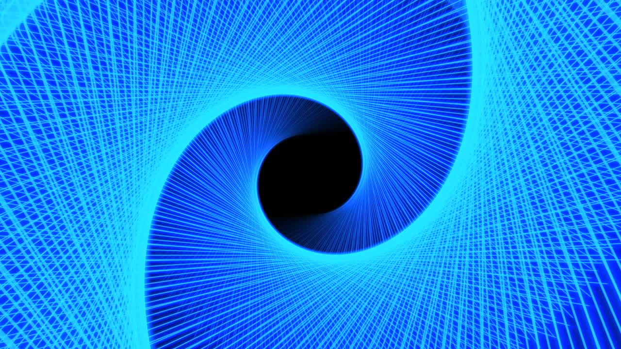 hermoso fondo de animación de marco de alambre espiral de neón azul, futurista, concepto de tecnología de bucle sin costuras 4k.