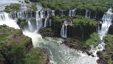 aerial view of cataratas do iguaçu, a tourism point of foz do iguaçu, brazil and of misiones, argentina. great landscape. elected one of the seven wonders of the world,